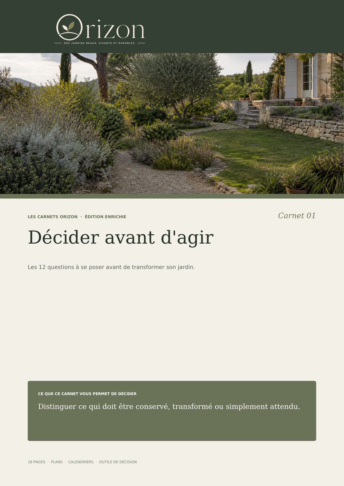 Couverture du carnet Orizon : Décider avant d’agir