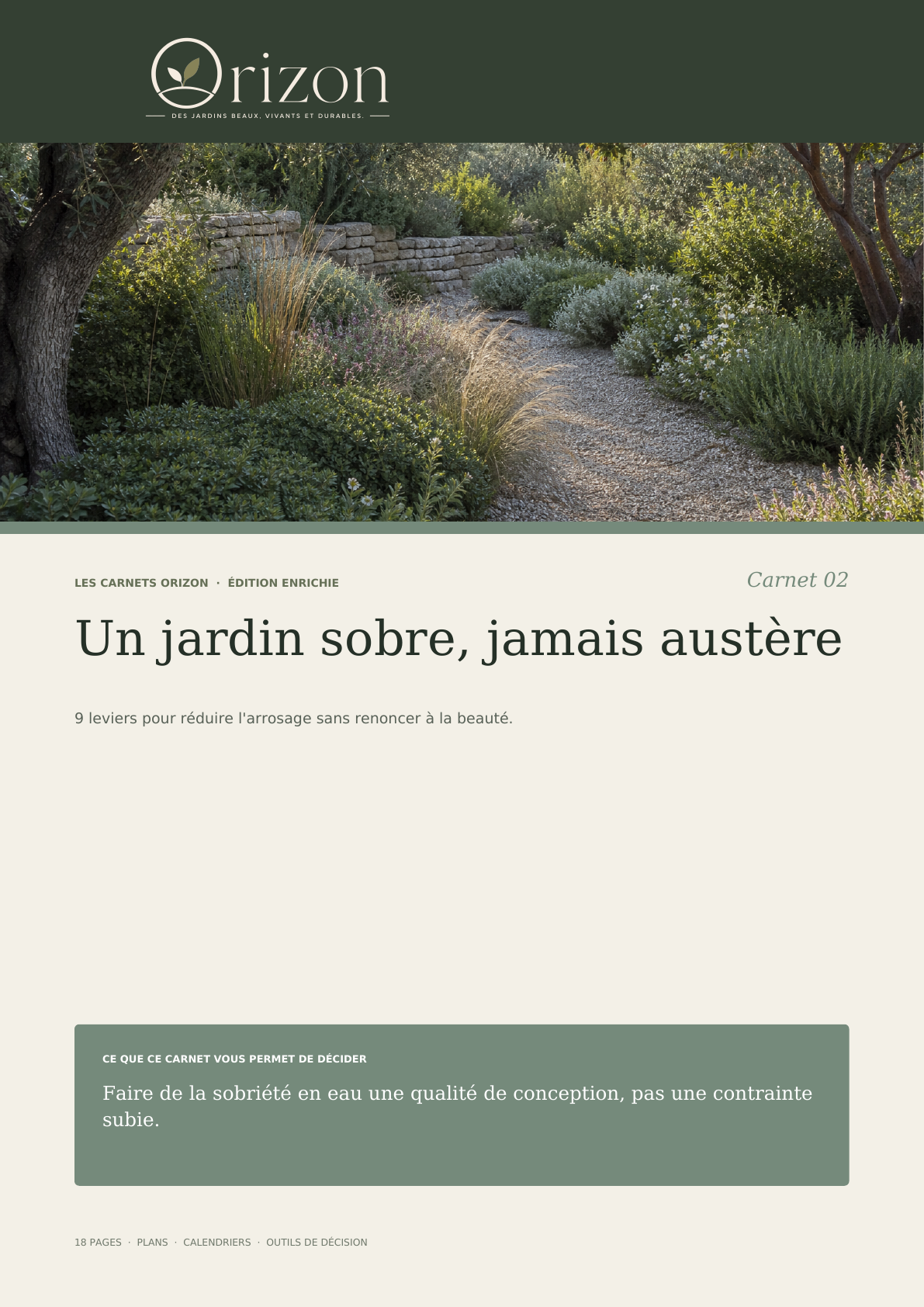Couverture du carnet Orizon : Un jardin sobre, jamais austère